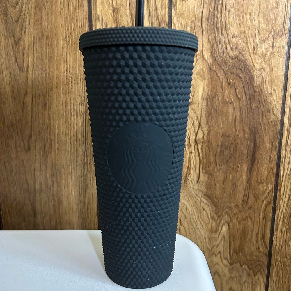 Black Matte studded starbucks tumbler